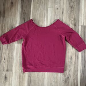 Hot Pink Fuchsia 3/4 Sleeve Off the Shoulder Sweatshirt by Fabletics medium